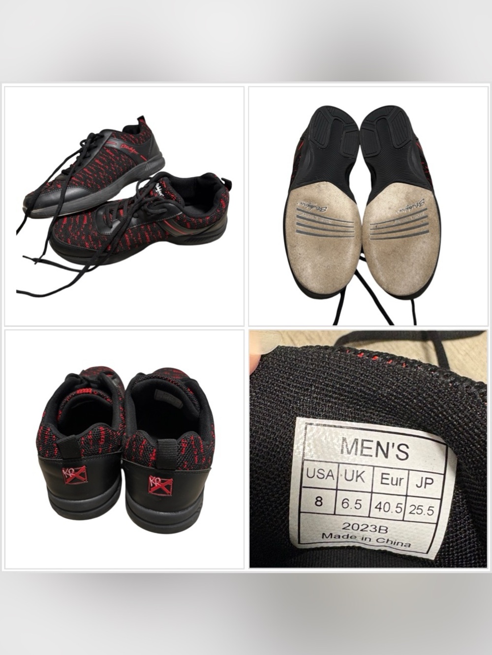 Men’s U.S. 8 UK 6.5 KR Strikeforce Flyer Mesh Lite Bowling Shoes Black Red EUC